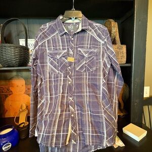 BKE Navy  and White Plaid Button-Down Shirt